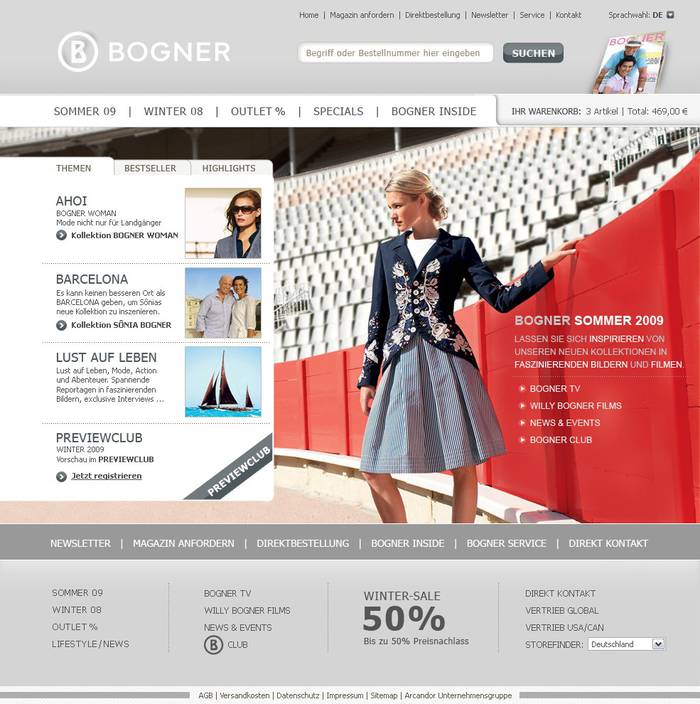 BOGNER Homeshopping Startseite